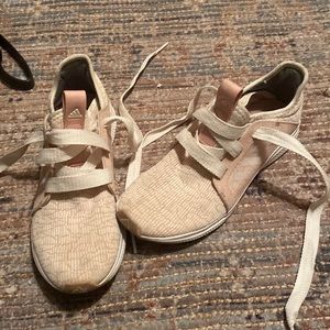 Pale pink and cream adidas edge lux